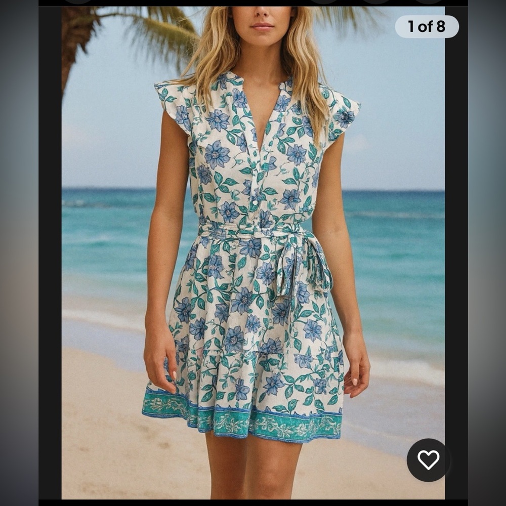 Calypso St. Barth Blue and White Floral Mini Dress
